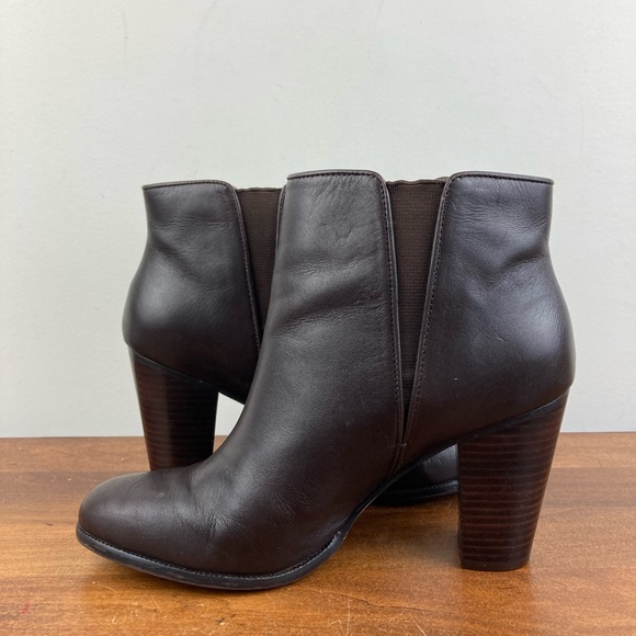 Ann Taylor Leather Ankle Bootie Brown Women’s Size 7M Pull On Boots Heeled. - Picture 8 of 13